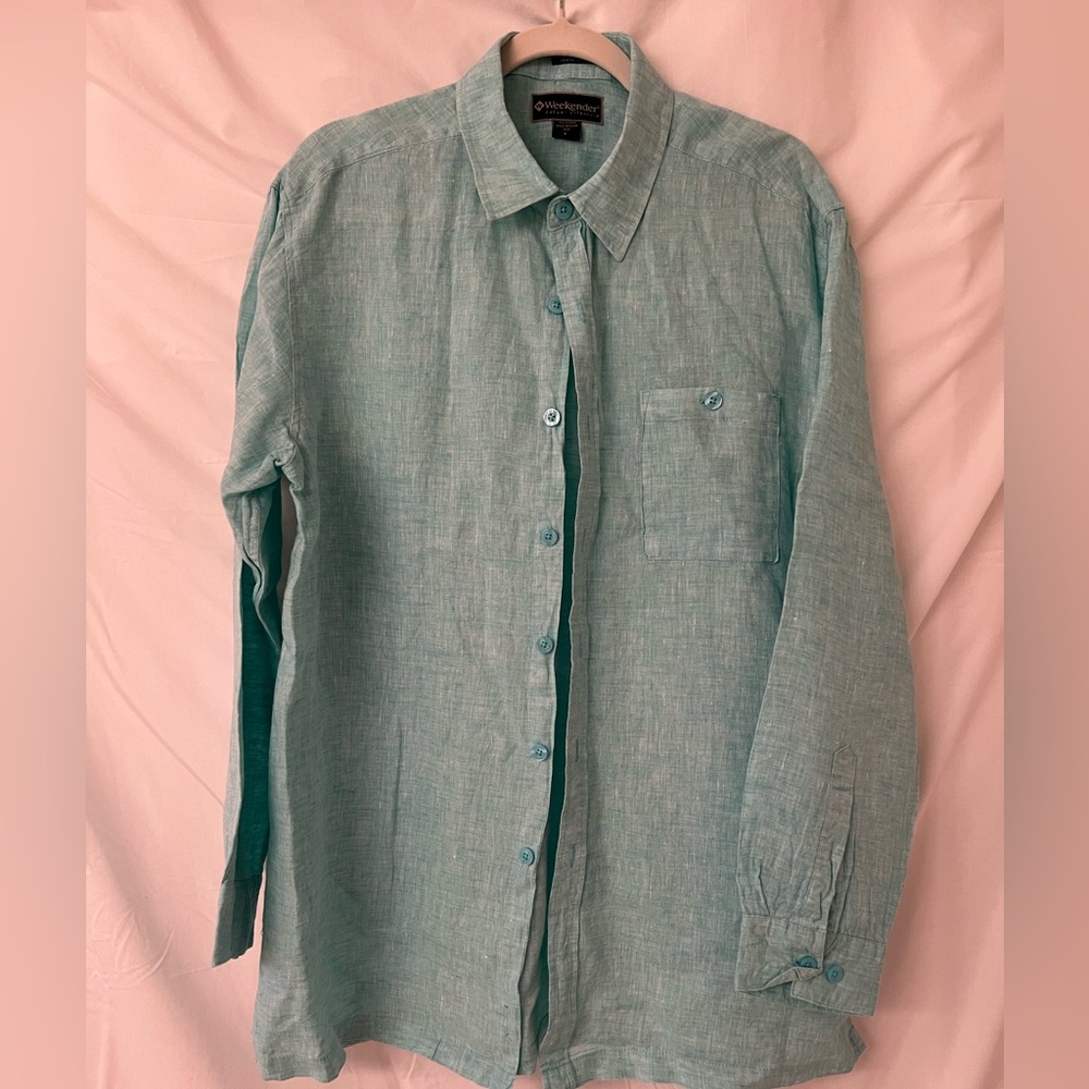 Weekenders Teal Casual Button Down Shirt